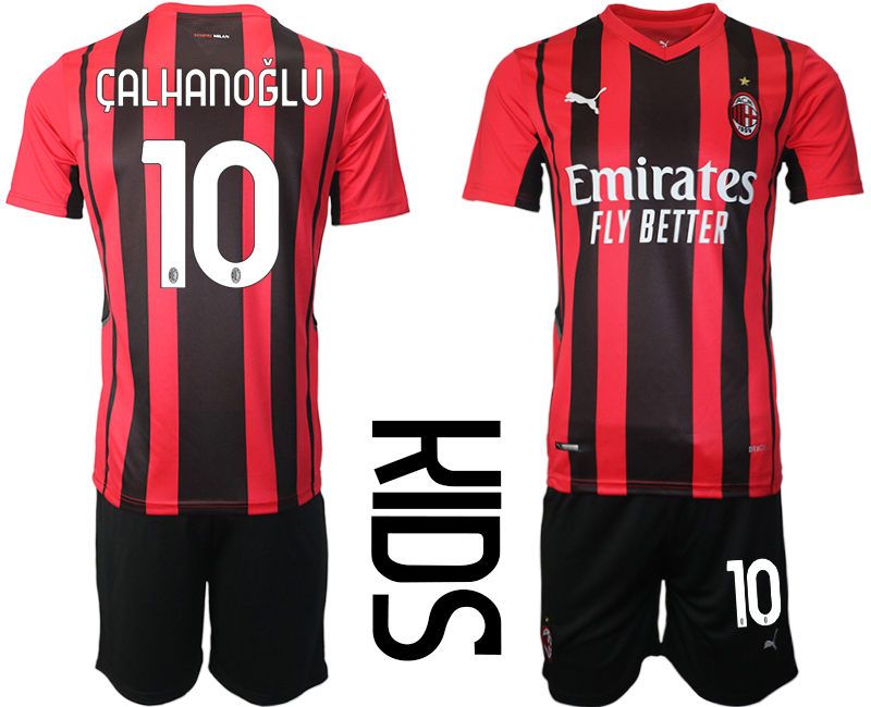 Cheap Youth 2021-2022 Club AC milan home red 10 Soccer Jersey